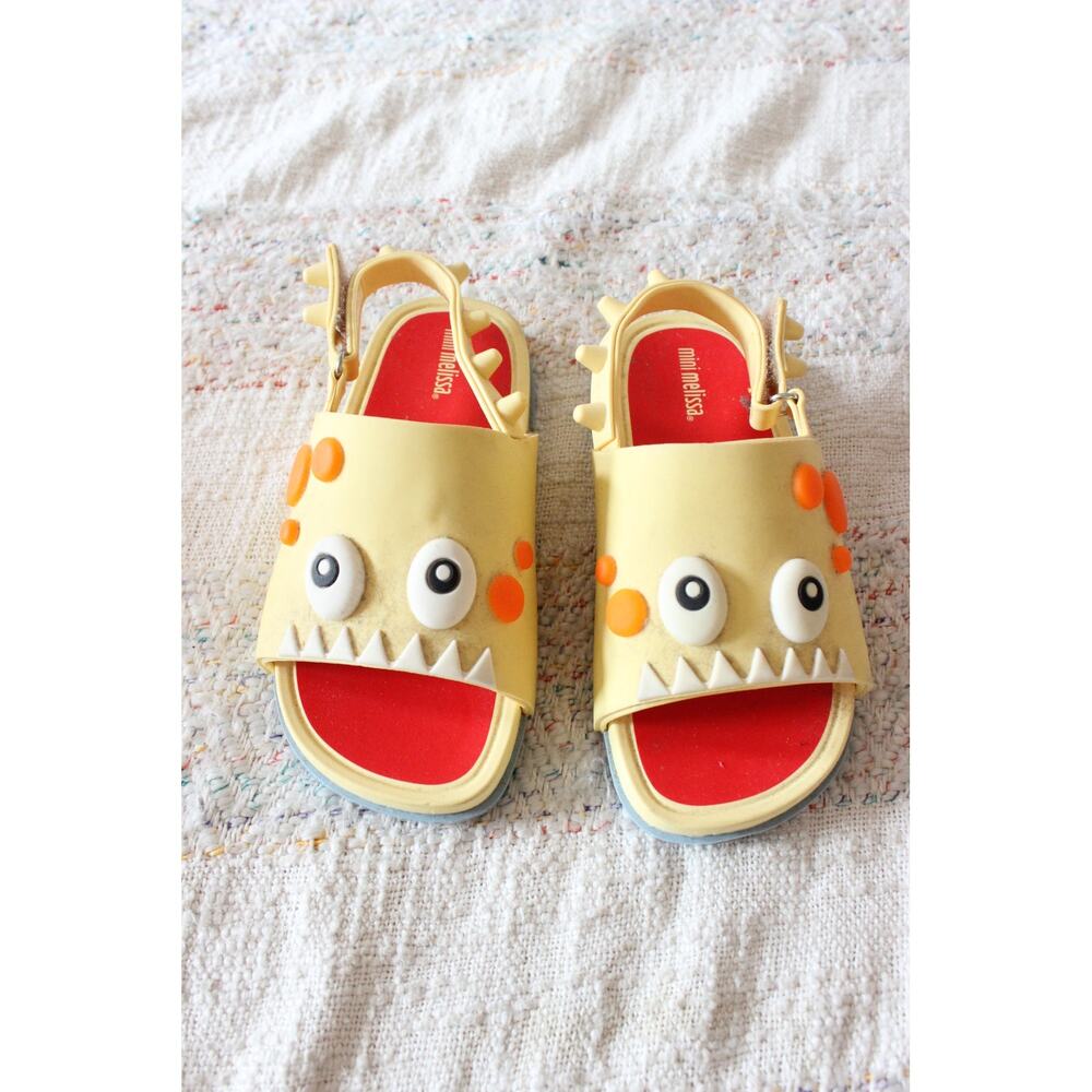 Mini Melissa Yellow Dinosaur Monster Rubber Sandals Size Toddler 11